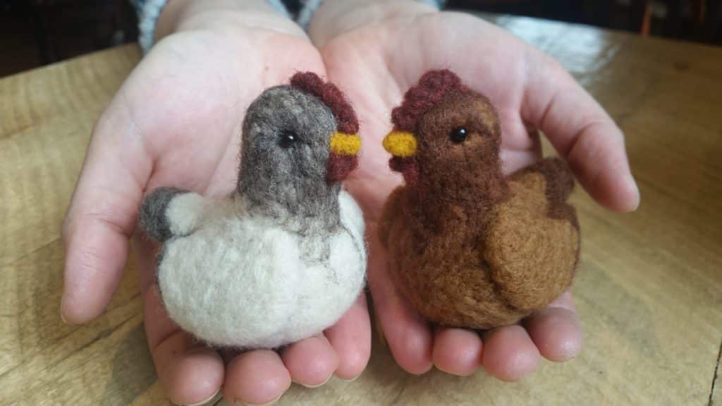felted chickens