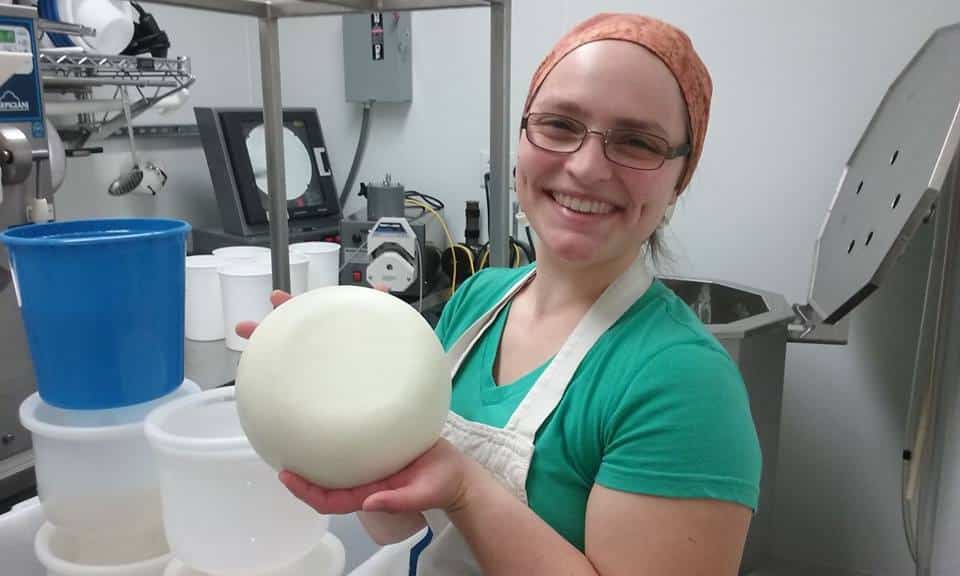 Kara making cheese