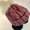 Cabled Knit Hat, Mauve - Image 3
