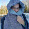 Hooded Scarf, Violet and Gray - Image 3