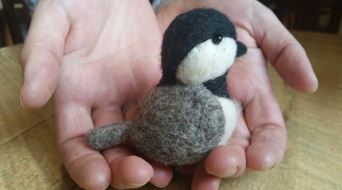 felted chickadee