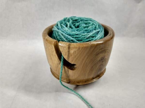 wood yarn bowl side