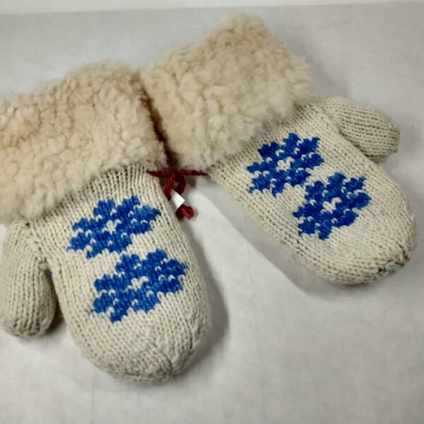 double knit mittens blue