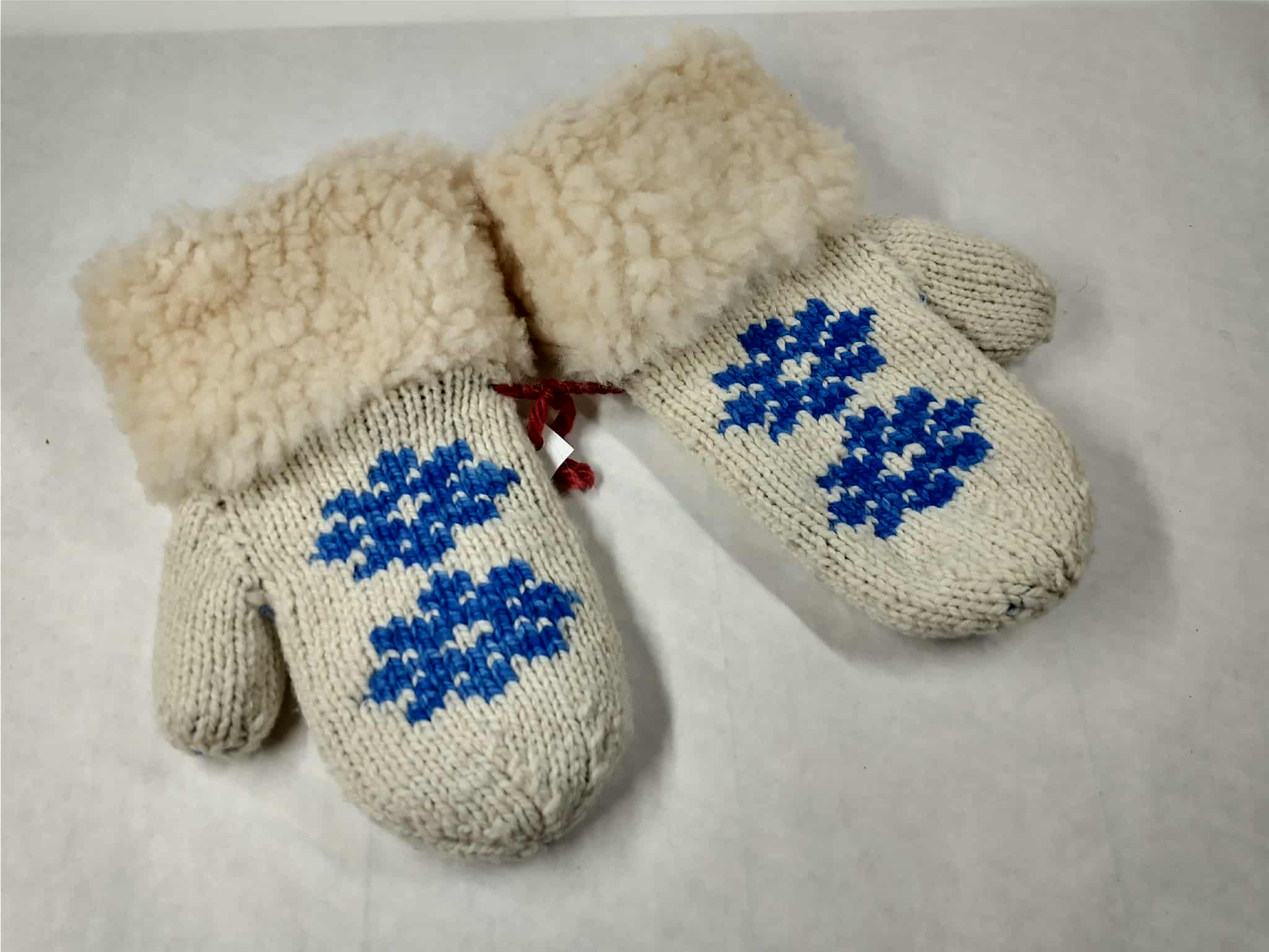 double knit mittens blue