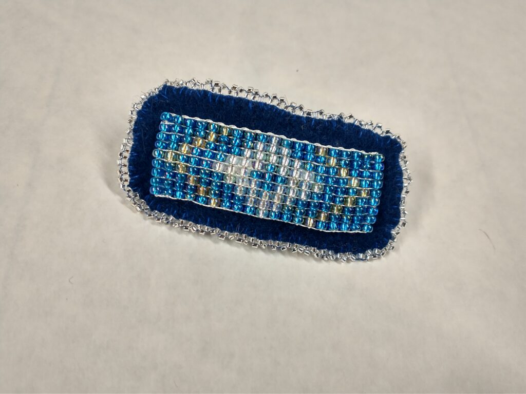 blue beaded barrette