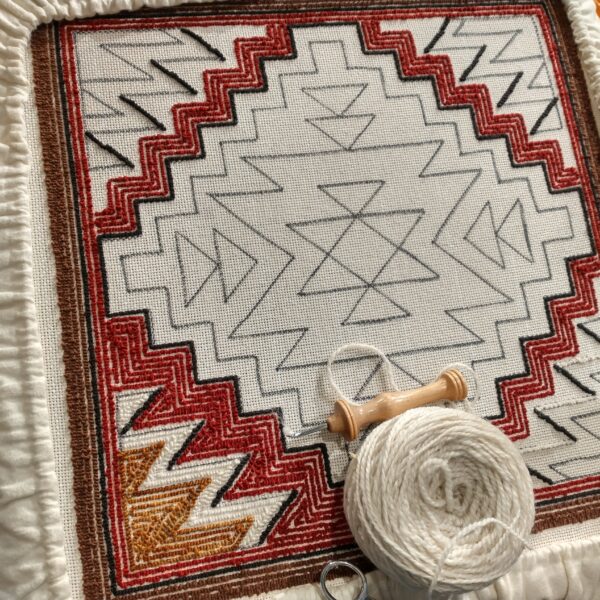 geomteric punch needle in progress