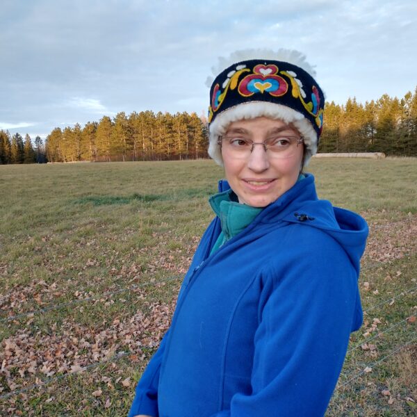 wool embroidered sheepskin headband