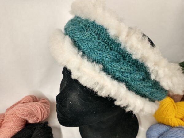 twisted sheepskin headband detail