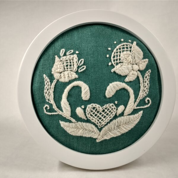 wool embroidery framed