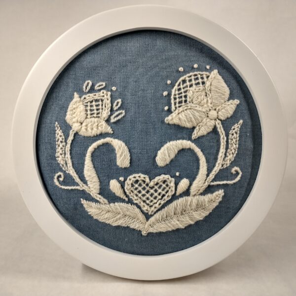 wool embroidery framed