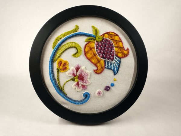 colorful wool embroidered flowers