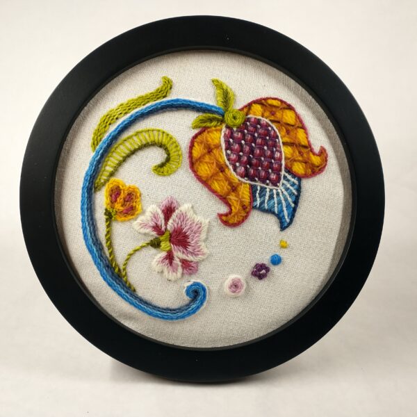 colorful wool embroidered flowers