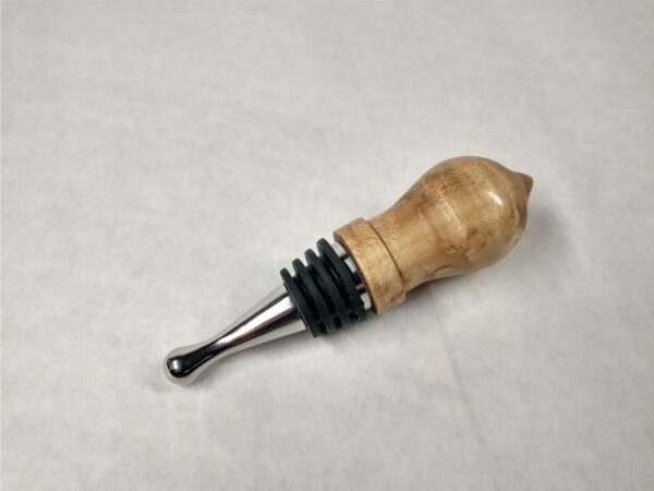 curly maple wine stopper 2