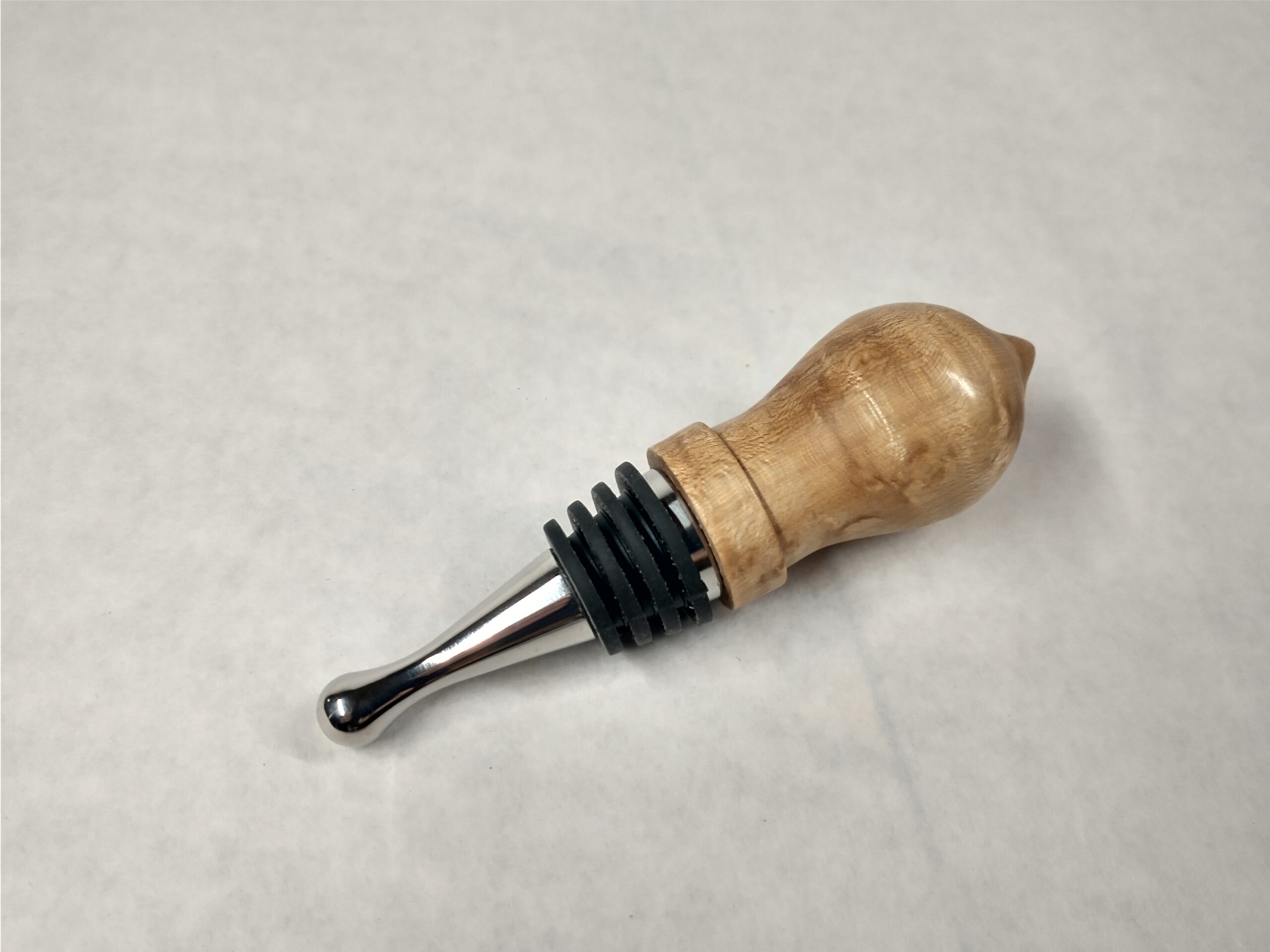 curly maple wine stopper 2
