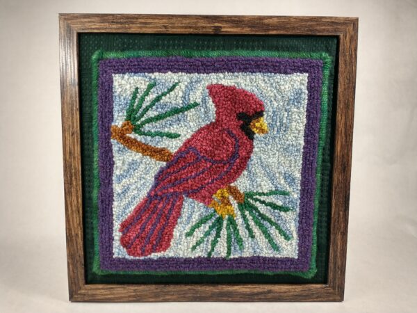 framed cardinal punch needle