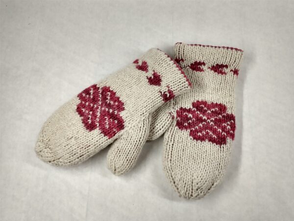 pink knit mittens