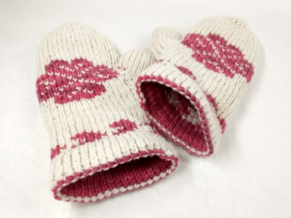 pink mittens inside