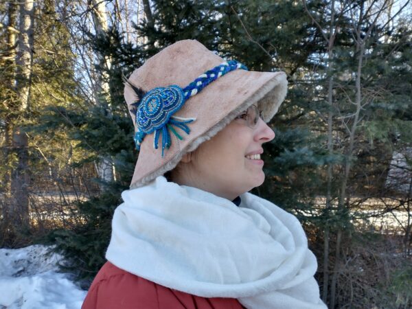 Sheepskin Bucket Hat, Beaded Blue - Image 4