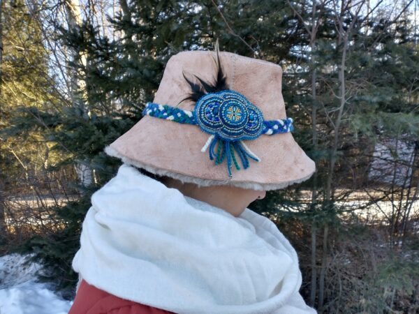 Sheepskin Bucket Hat, Beaded Blue - Image 2