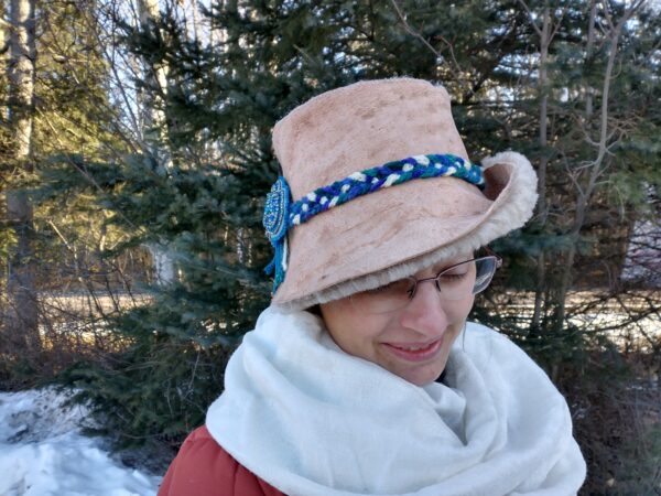 Sheepskin Bucket Hat, Beaded Blue - Image 3