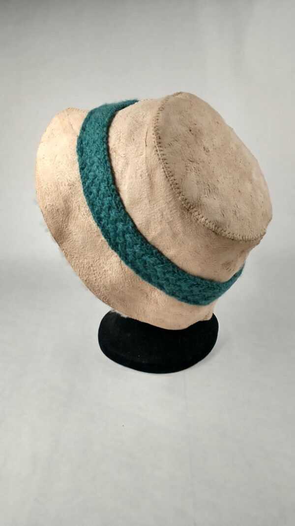 Sheepskin Bucket Hat, Teal Band - Image 3
