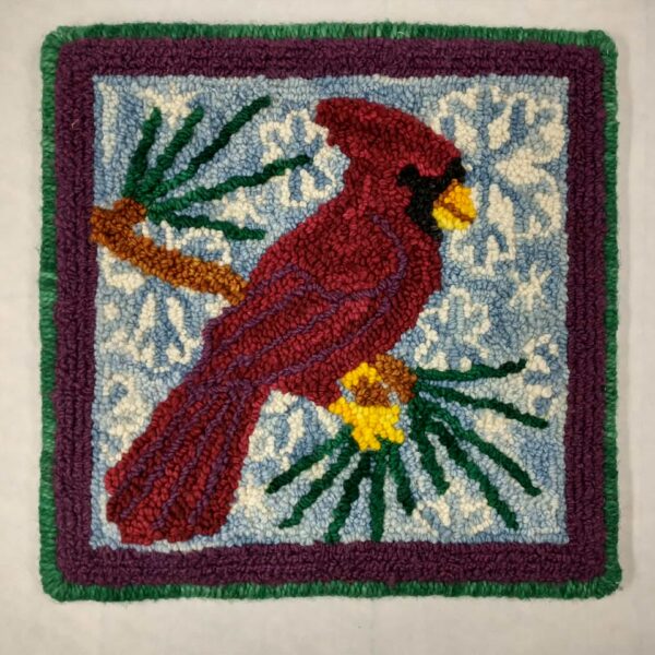 cardinal with snowflakes