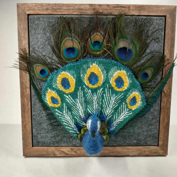 framed peacock tapestry