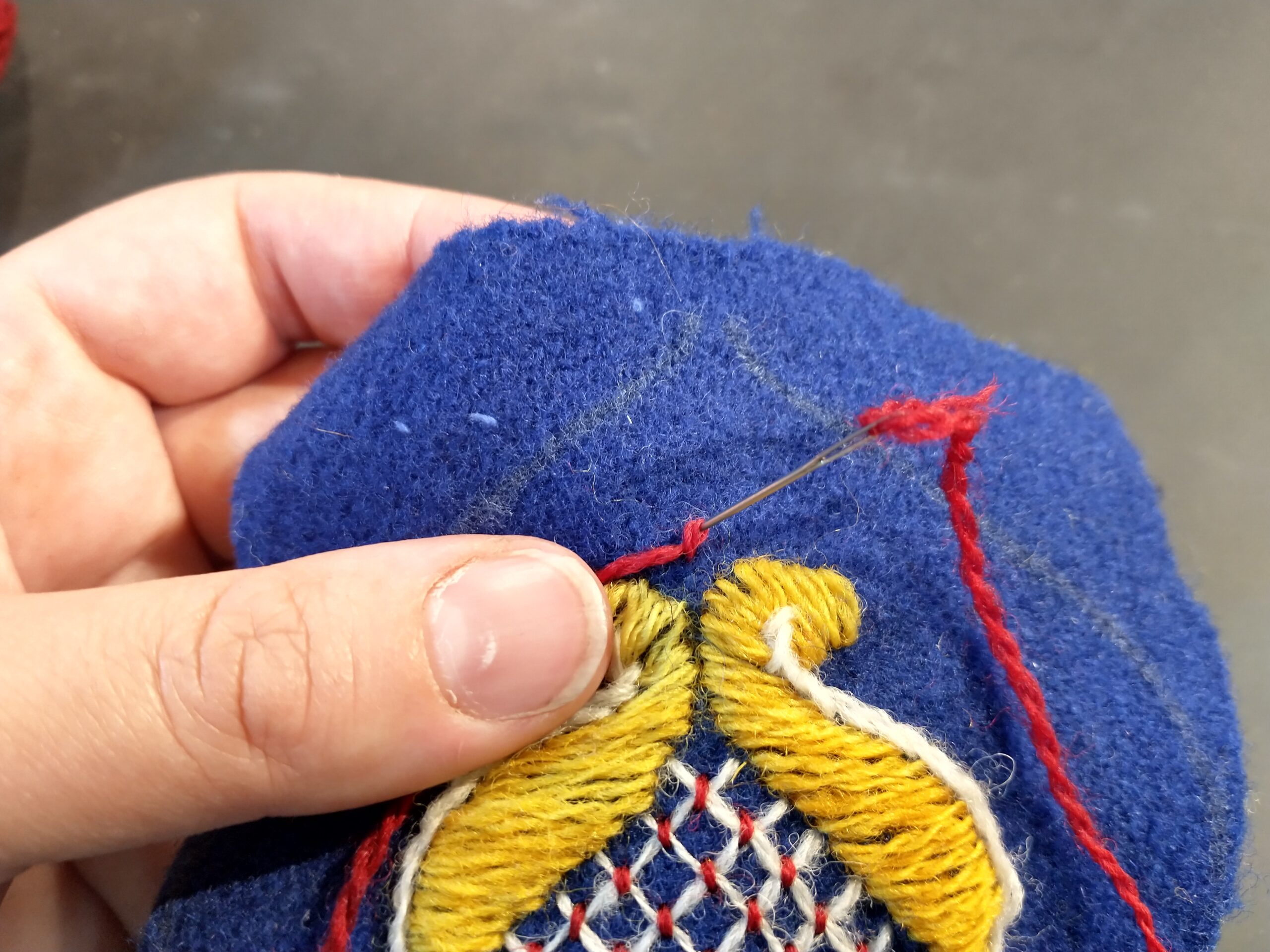 stitching blue ornament